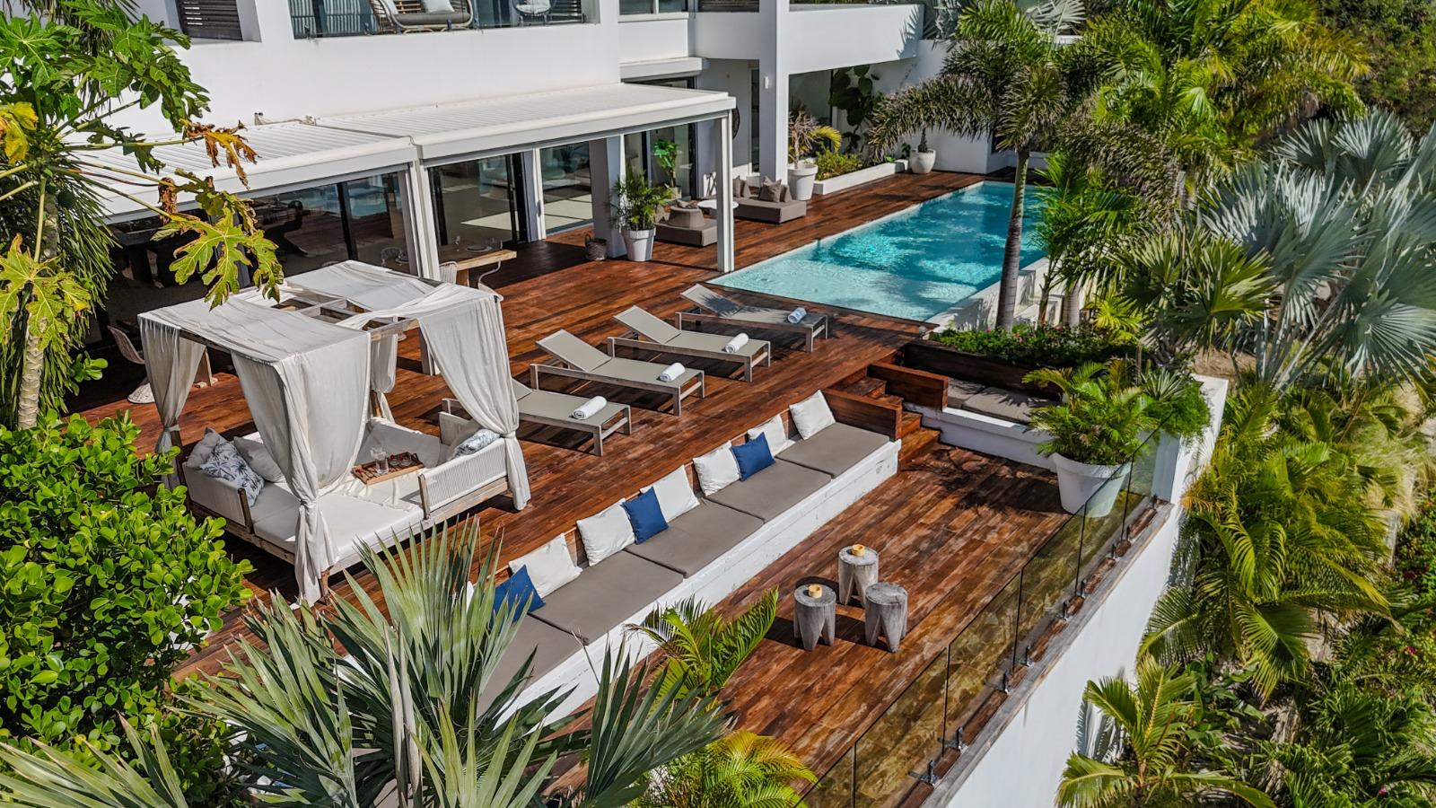 Aerial view of terrace and infinity pool